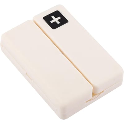 Draagbare Medicijnkoffer Opvouwbare Magnetische Pillendoos Organizer met 7 Vakken(Wit) White black