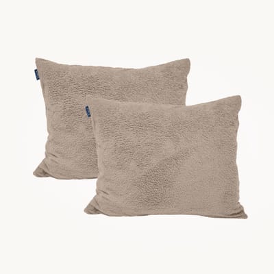 Y-NOT Kussenslopen Set - Teddy Taupe Grey - 60x70 cm - 2-pack - Zachte Kussenhoezen voor Comfortabele Nachtrust