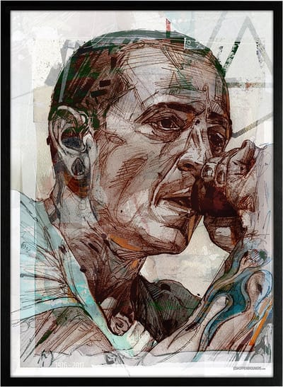 Chester Bennington print 51x71 cm *ingelijst & gesigneerd
