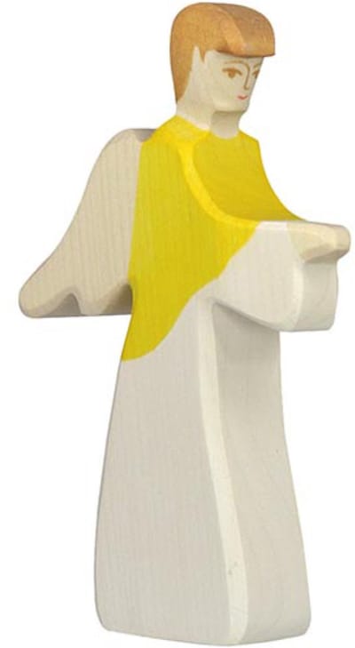 HOLZTIGER Kerstmis - Aartsengel Wit/Geel - 9X3X14Cm - Houten Figuur - Handgemaakt