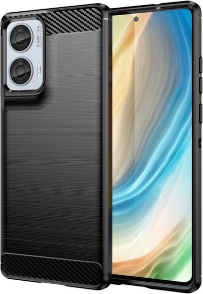 Geborsteld TPU Hoesje Geschikt voor Motorola Moto G85 | Beschermhoes | Back Cover | Flexibel TPU | Stijlvol Carbon | Dun | Zwart