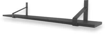 Eiken wandplank zwart 100 x 20 cm 18mm inclusief metalen plankdragers - Plankjes aan muur - Wandplank industrieel - Fotoplank