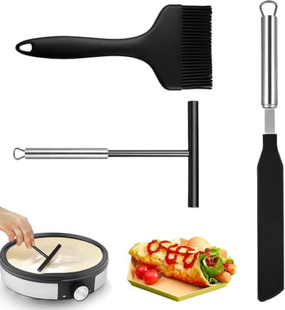 Pannenkoeken Set - Bakaccessoires Keuken - Bakken en Koken - Roestvrij Staal Siliconen - 3 Delig