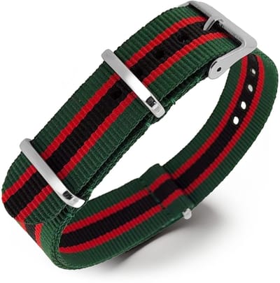 NATO Horlogeband G10 Military Nylon Strap - Regimental Groen Rood Zwart 20mm