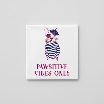 Schattige 15×15 cm Keramische Tegel – “Pawsitive Vibes Only” Stijlvolle Honden Illustratie Inspirerende Wanddecoratie