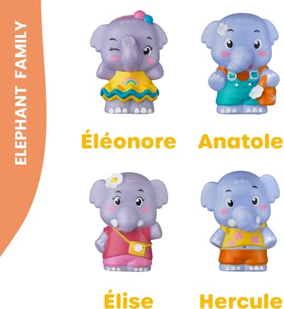 Klorofil speelset familie ''Elephant'' | Speelfiguren set - Poppetjes familie - Kinder Speelgoed - Hercule, Elise, Eleonore en Anatole - Vanaf 18 maand - 4-Delig