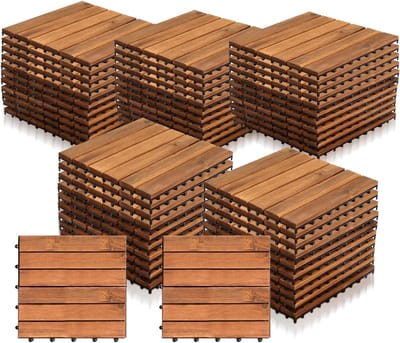 Houten Tegels - Balkon Terras - Buiten Leven - Weerbestendig Acaciahout - 30x30cm 5m² - Bruin