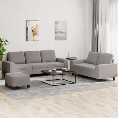 vidaXL - 3-delige - Loungeset - stof - taupe
