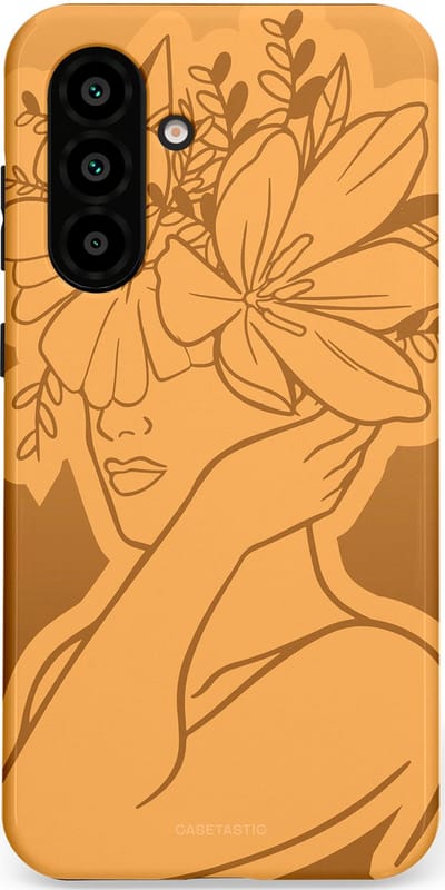 Casetastic hoesje geschikt voor Samsung Galaxy A36 / Samsung Galaxy A56 - Dubbellaagse bescherming - Botanische Elegantie - Fashion Case - Goud Bruin Terracotta