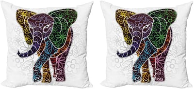 ABAKUHAUS Batikkussenhoesenset – 2x50x50 cm – dubbelzijdig bedrukt – rits – veelkleurig