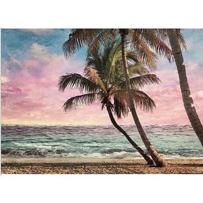 Art mural bricolage diamant peinture point de croix vagues de mer coucher de soleil cocotiers photo 5d broderie 20X30CM black