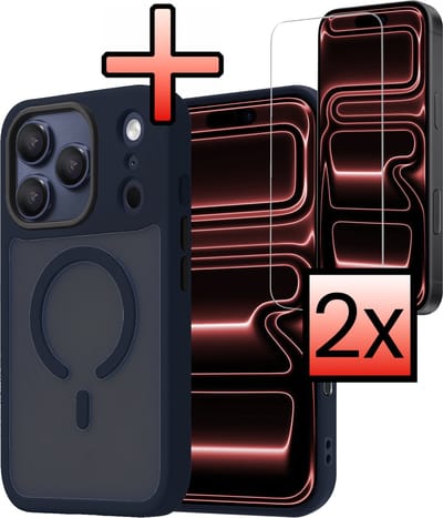 Hoesje - 2 Stuks - Geschikt voor Apple iPhone 17 Pro - Magsafe Compatible - Sterk & Shockproof - Back Cover - Shock Proof Case - Telefoon Hoes - Donkerblauw
