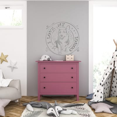 Muursticker - I Love My Corgi - 58 x 58 - Zilver