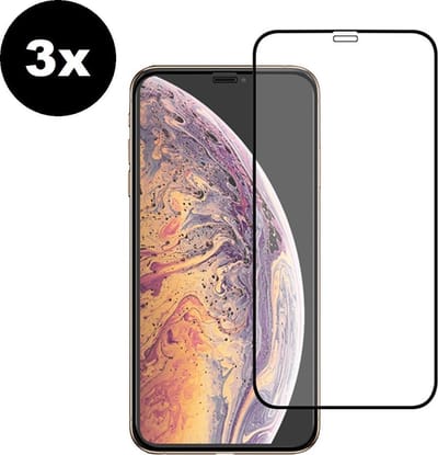 Screenprotector Geschikt voor iPhone X Screenprotector Glas Gehard Tempered Glass Full Cover - Screenprotector Geschikt voor iPhone X Screen Protector Screen Cover - 3 PACK