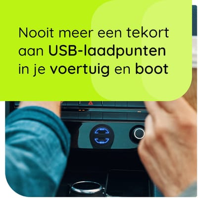 ProRide 12V USB Autolader 2 Poorten Inbouw met Schakelaar en Voltmeter - QC3.0 - met 12/24V Sigaretten stopcontact - Blauw