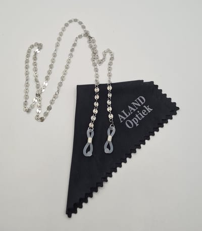 brillenketting met microvezeldoekje / brillenkoord dames / brillenkoord kraaltjes/ zilver / briltouwtje / ketting voor zonnerbril / Aland optiek 012655