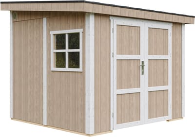 Timbela M938B-TERRA BROWN - LP SmartSide Tuinhuis op houtbasis - 5,9 m² - 248x294xH231 cm - zonder vloer en zijwand (totaal 3 wanden) met verf