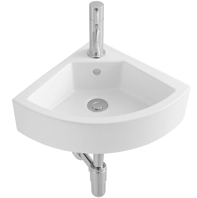 ALONI Zareo Hoekfontein – 32,5x32,5x13 cm – Keramiek – Glanzend Wit