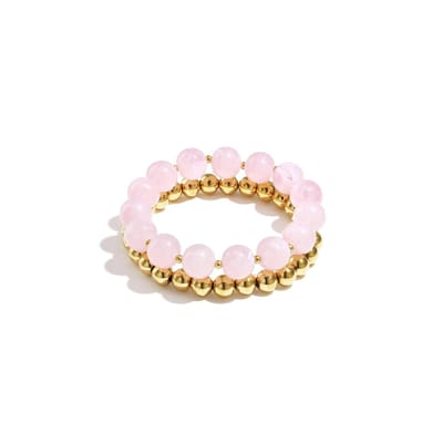 Golden Pop Armbanden Set | RVS (Verkleurt niet) | Acryl | Pastelroze| Armbanden | Beste Cadeau voor haar