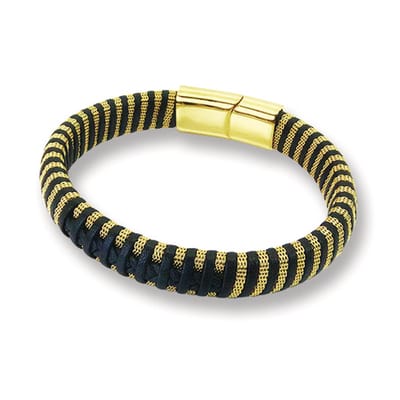 Amanto Armband Bill Gold - 316L Staal - Leer - 12mm - ∅21cm