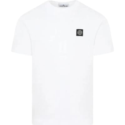 STONE ISLAND Logo Pullover Ronde Hals Rechte Pasvorm Korte Mouw T-shirt Heren Tops K2S1521000-27S0013-V0001 L white