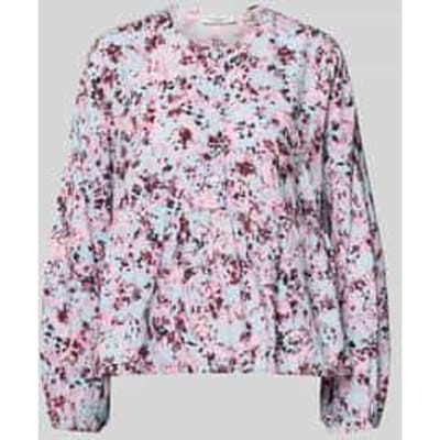 regular fit blouse met lange mouwen van mix van viscose en katoen