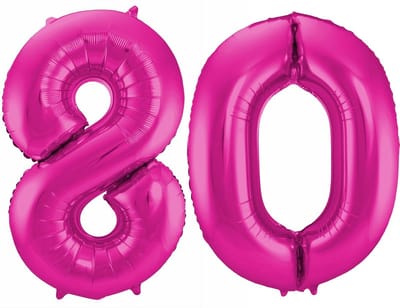 Cijfer ballonnen - Verjaardag versiering 80 jaar - 85 cm - roze
