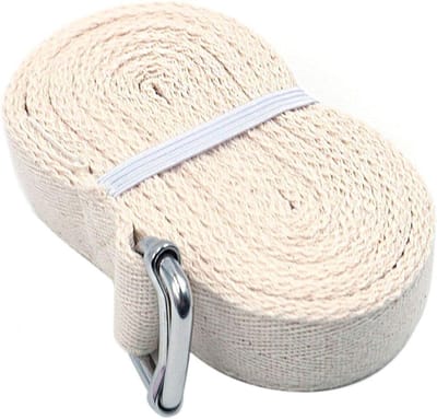 Thijox - 8FT Yogariem 244cm voor Stretching - Verstelbare D-ringgesp Yogaband - Beige Yoga Stretchriem - Ideaal voor Beginners en Professionals