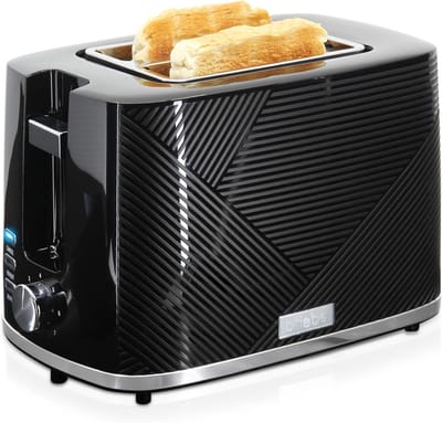 Broodrooster - Toast Apparaat - Ontbijt Bereiden - Brede Sleuven - 2 Sneden - Zwart