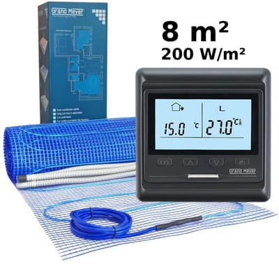 Elektrische vloerverwarmingsset 8 m², 200 W/m² + HW800 programmeerbare thermostaat