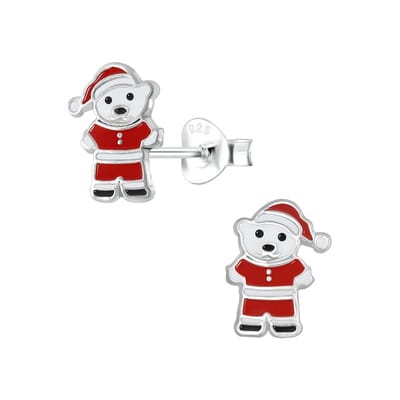 WeLoveSilver - Zilveren oorstekers - Kerstman beer - Kinderen