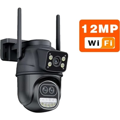 EU 12MP WiFi-camera Icsee Outdoor 6MP drie lenzen, dubbele schermen, 8x zoom CCTV-videocamera, automatische tracking, beveiliging, bewaking 6K12MP Camera