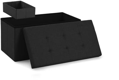 Blumtal Zitbank met Opbergruimte - 76x38x38cm - Hocker met opbergruimte - Zwart - met 1 doos