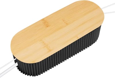 Kabelmanagementbox - Stekkerdoos organizer - Bureau opruimen - Bamboe deksel - 33 x 13 cm - Zwart