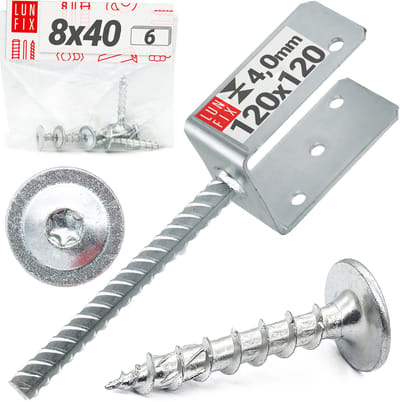 LUN FIX - U-Paalklem 120x120 mm met Ø11 mm betonanker - 6x schroeven 8x40 mm - verzinkt - paalklem voor inbetoneren