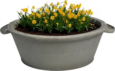 Mega Collections Teil/plantenpot/bloempot Farmer - zink - donkergrijs - D26 X H12.5 cm