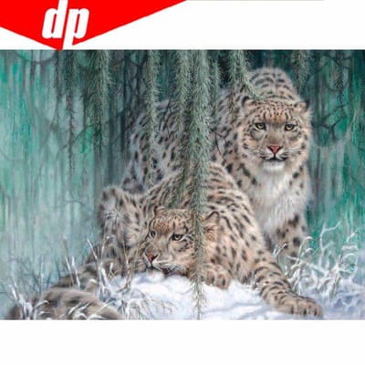 Volledige Diamond borduurwerk dier  Luipaard  5D Diamond schilderij kruissteek 20X30 gray