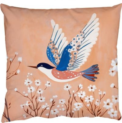 Sierkussens - Kussentjes Woonkamer - 50x50 cm - Vogel - Bloesemtakken - Warm - Kleurrijk