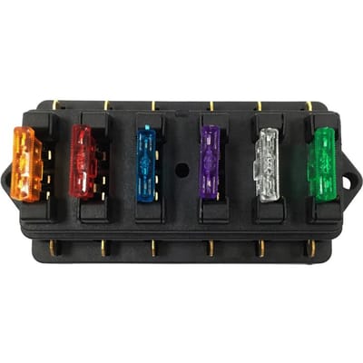 Boîte porte-fusible à 4 voies, bloc de fusibles à lame de Circuit de voiture avec 4 fusibles Standard 6 black