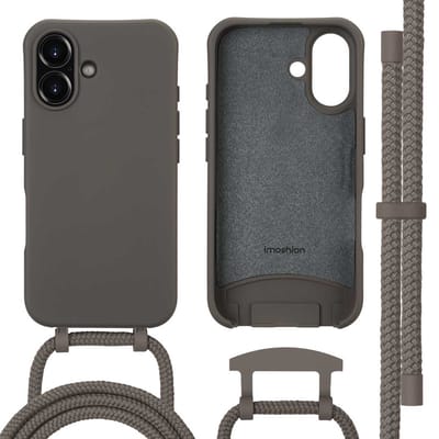imoshion Hoesje - Geschikt voor iPhone 16 - Color Backcover met afneembaar koord geschikt voor MagSafe - Black Coffee