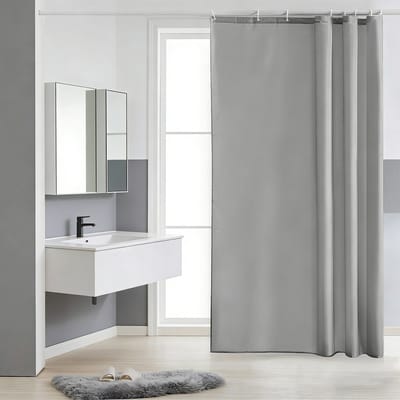 MIVRAY Douchegordijnen - Badkamergordijn Waterdicht Met Haken, Wasbaar Douchegordijn, Anti-Schimmel, Strak Effen Design, Polyester, Lichtgrijs, 180x220 cm