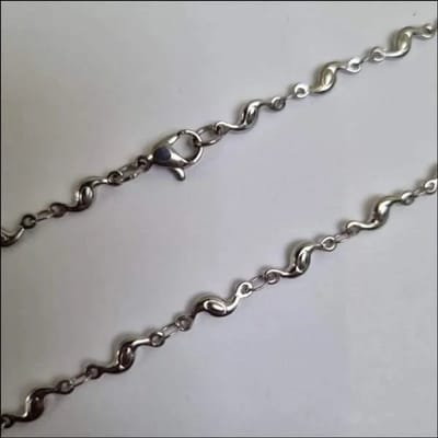 Aramat Jewels | Halskettingen | Fantasie Schakel Stalen Ketting – 50cm Groovy Design Unisex RVS | | | |4mm | Staal | Volwassenen | Verkleurd niet