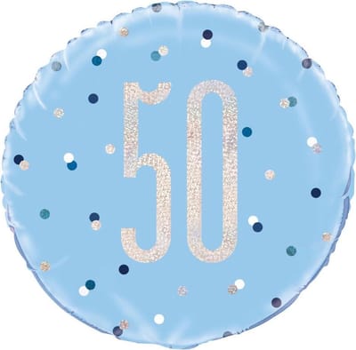 Helium Ballon 50 Jaar Blauw 45cm leeg