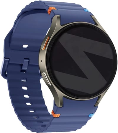 Horlogebandje - Smartwatch bandje - Watchband - Geschikt voor Samsung Galaxy Watch 7 (40 & 44mm) / 6 Classic (43 & 47mm) / 5 (Pro) / 4 (Classic) / FE - Siliconen Wave - Donkerblauw - Jonyx
