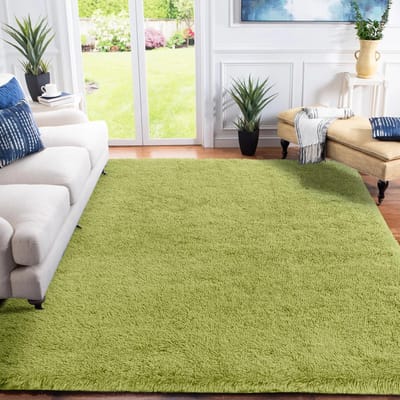 Goodivery ® Zacht Hoogpolig Tapijt voor Woonkamer, Slaapkamer en Kinderkamer in Groen, 140x200 cm