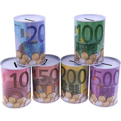 1 stuks Creatieve Euro Dollar Metalen Cilinder Bank Spaarpot Woondecoratie Voor Munten Storting Opbergdozen Woondecoratie gray