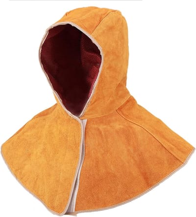Laskap met nek en schouders - Gedrapeerde koeienhuid - Tweelaagse leren laskap - Anti-drup - Warmte-isolatie - Lassen - Werkveiligheidsbescherming Laskap