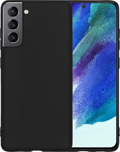LuxeBass Siliconen hoesje geschikt voor Samsung Galaxy S21FE - Zwart - telefoonhoes - gsm hoes - telefoonhoesje