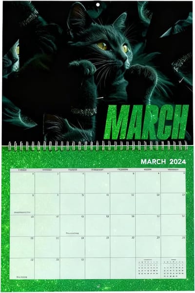 Kattenkalender 2026 - Wandplanner 12 maanden - Dagelijkse planning - Grappige illustraties - 28 x 28 cm