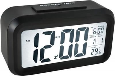 Digitale Wekker - Grote Cijfers – Alarmklok- Zwart - Snooze -Kalender- Temperatuur-Batterijen